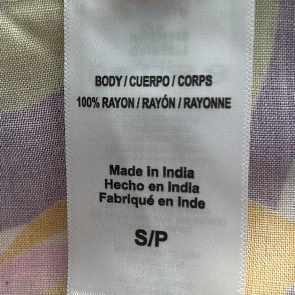 BCBGeneration Give it a Swirl Printed V-Neck Elastic Waist Romper Yellow/Purple - Picture 3 of 6